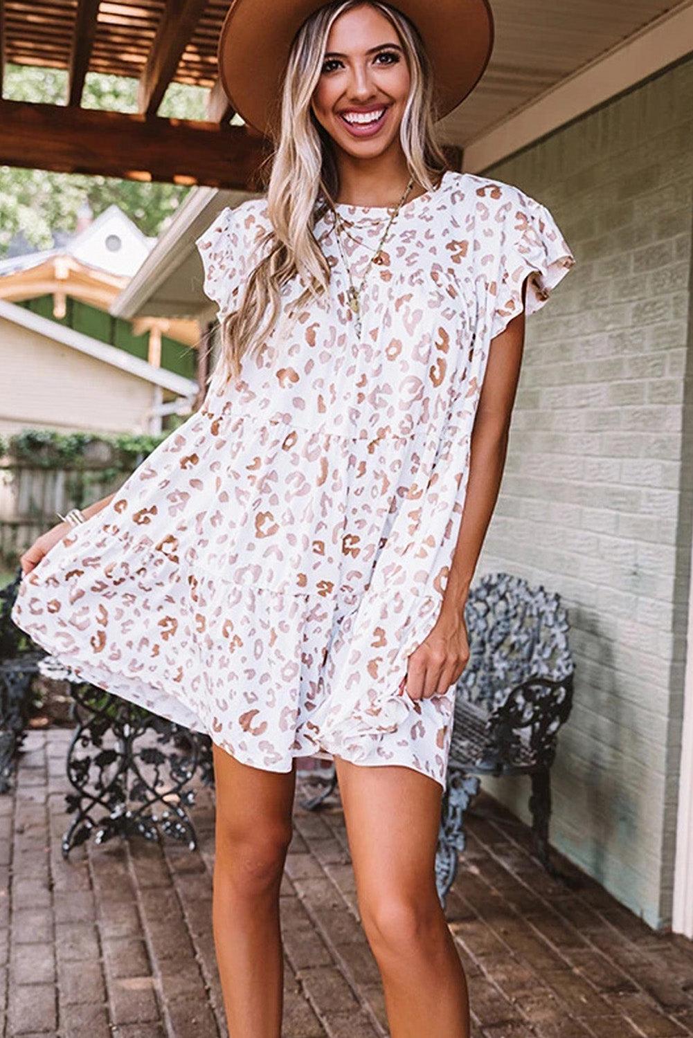 Ruffled Sleeve Shift Mini Dress