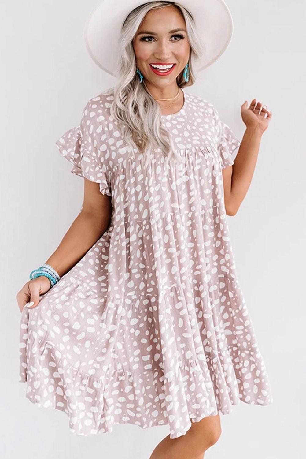 Ruffled Sleeve Shift Mini Dress