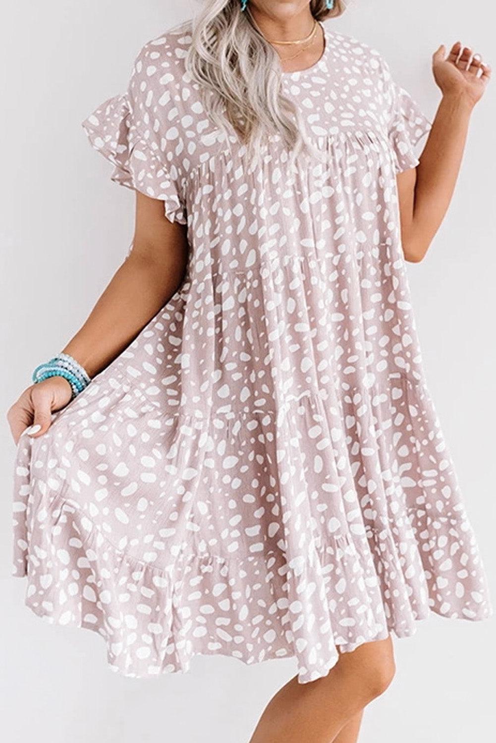 Ruffled Sleeve Shift Mini Dress