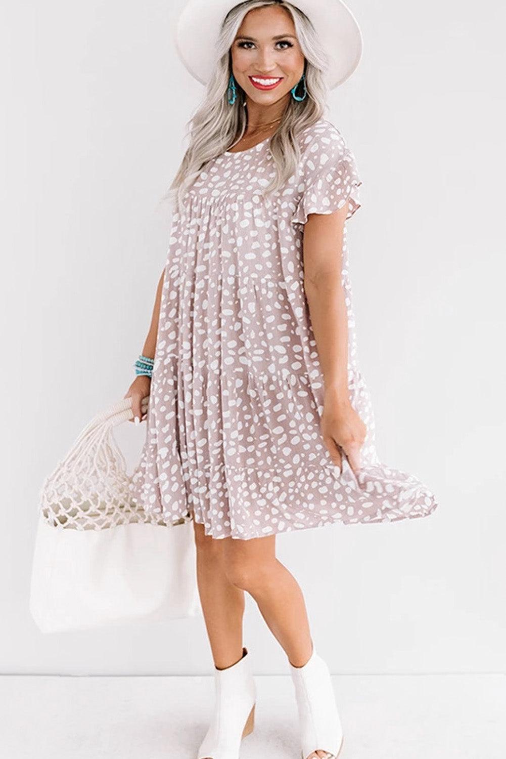 Ruffled Sleeve Shift Mini Dress