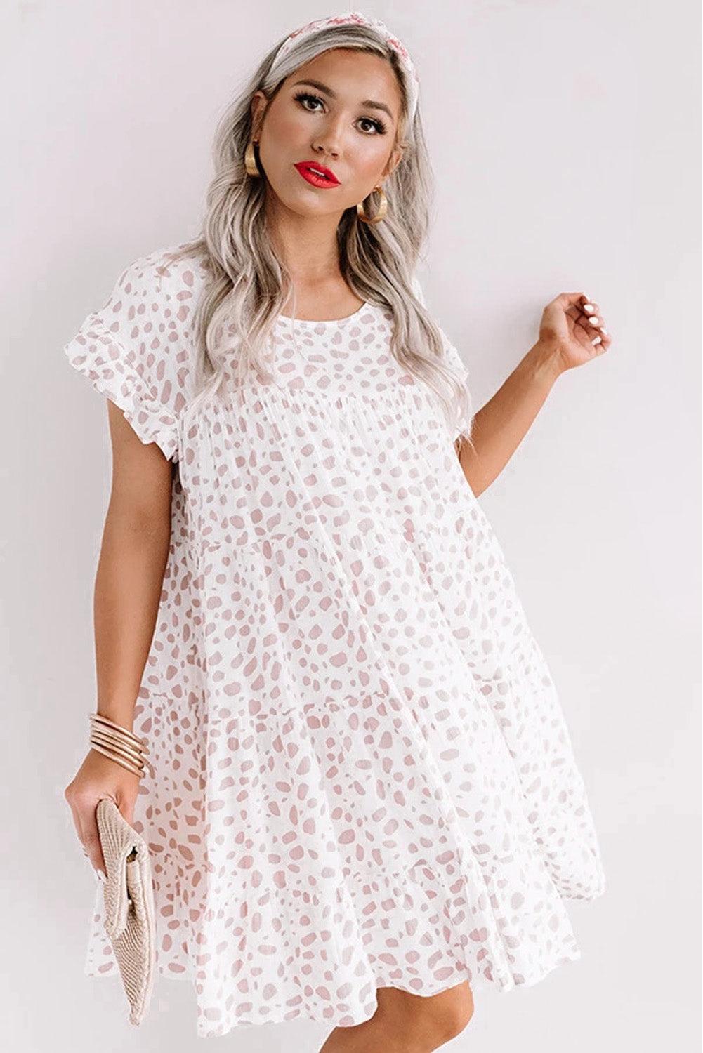 Ruffled Sleeve Shift Mini Dress