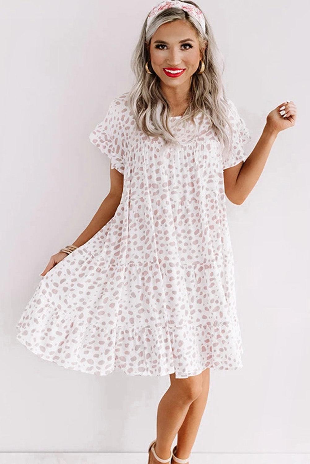 Ruffled Sleeve Shift Mini Dress
