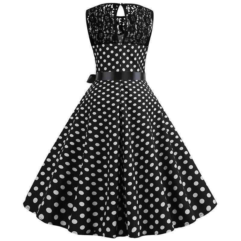 O-Neck Red Polka Dot Vintage Dress
