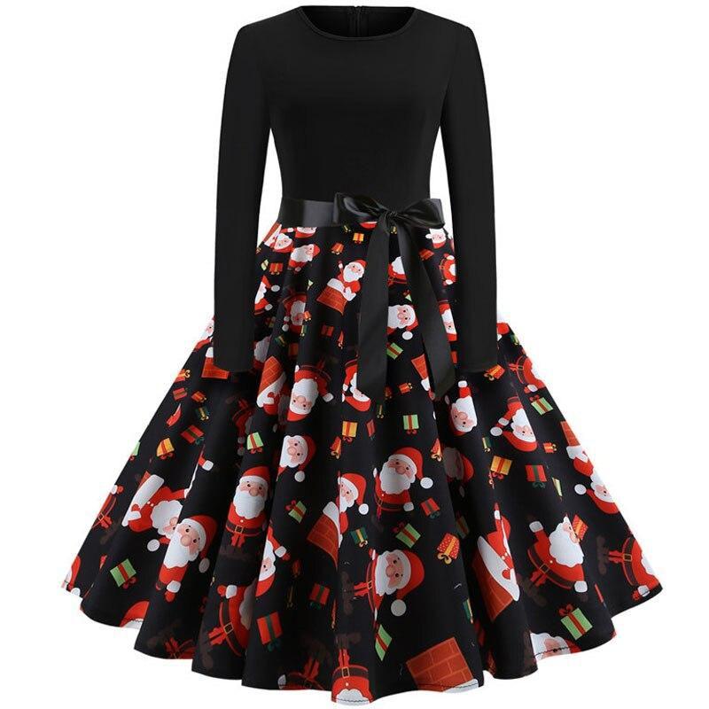 Plaid Print Vintage Long Sleeve Women Dress