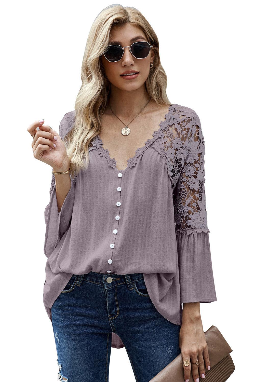 Crochet Lace Button Top