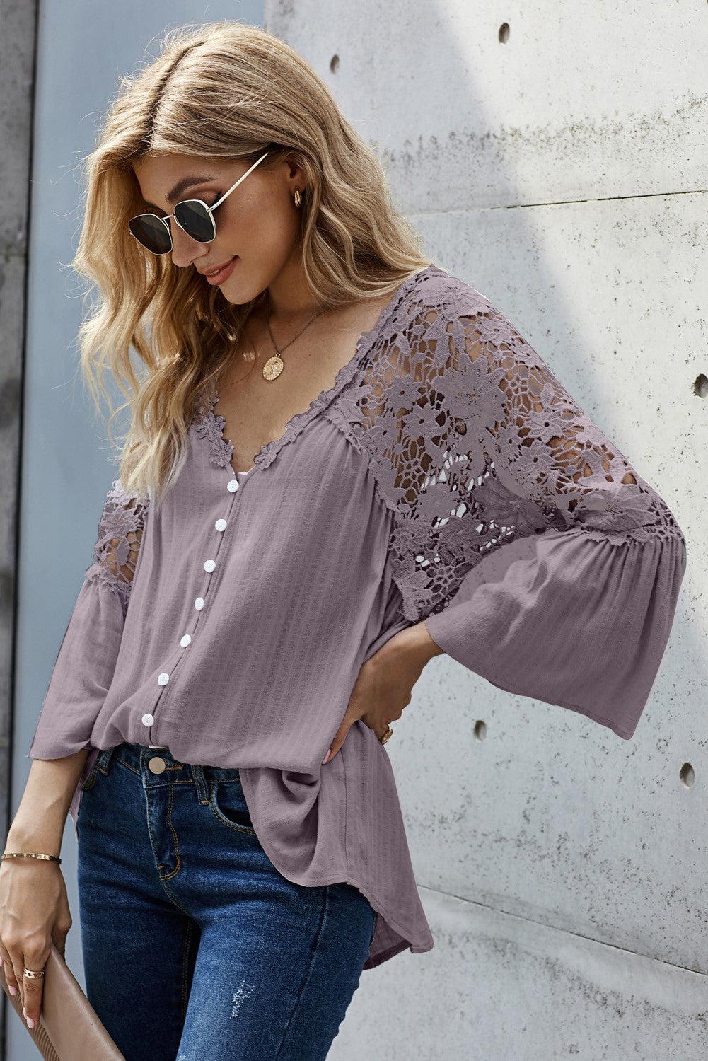 Crochet Lace Button Top