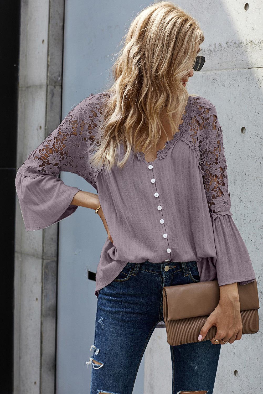 Crochet Lace Button Top