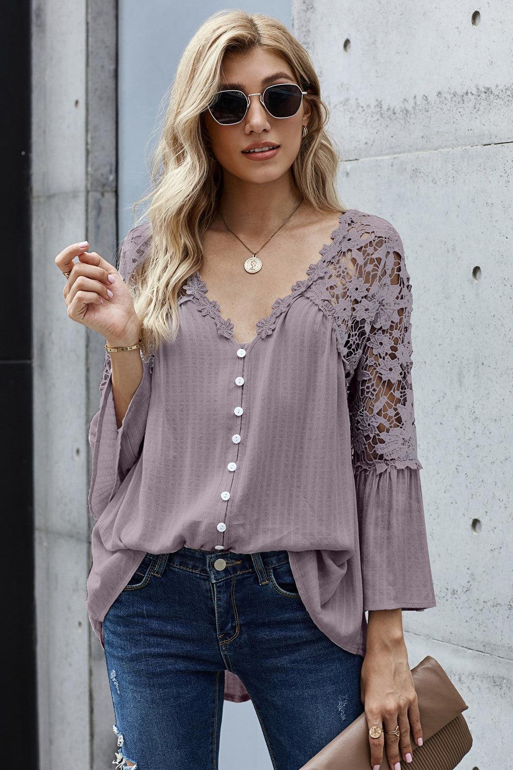 Crochet Lace Button Top