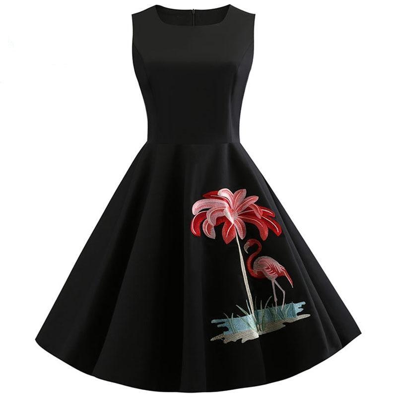 V Neck Sleeveless Elegant Vintage Cotton Party Dress