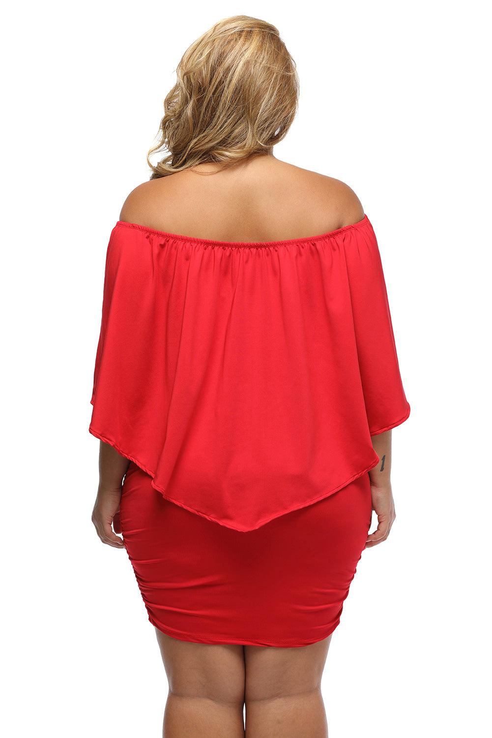 Multiple Dressing Layered Red Mini Poncho Dress