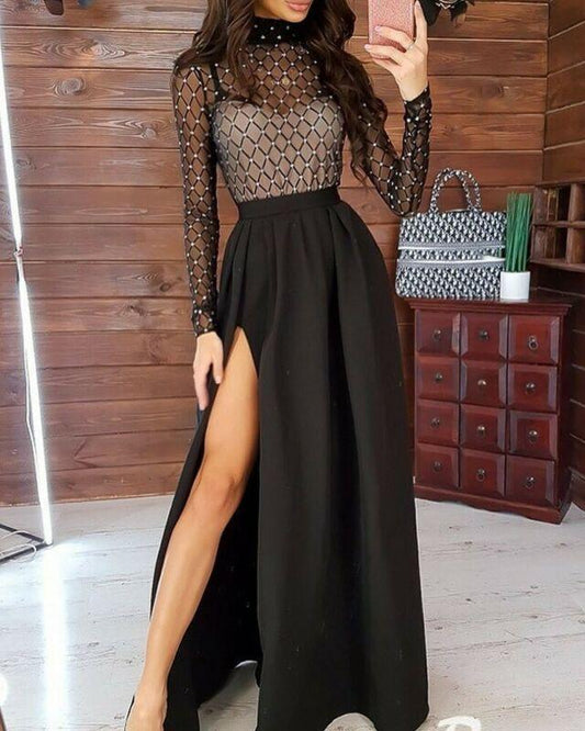 Long Sleeve Dress Lady Girls Party Cocktail Club Midi Dress