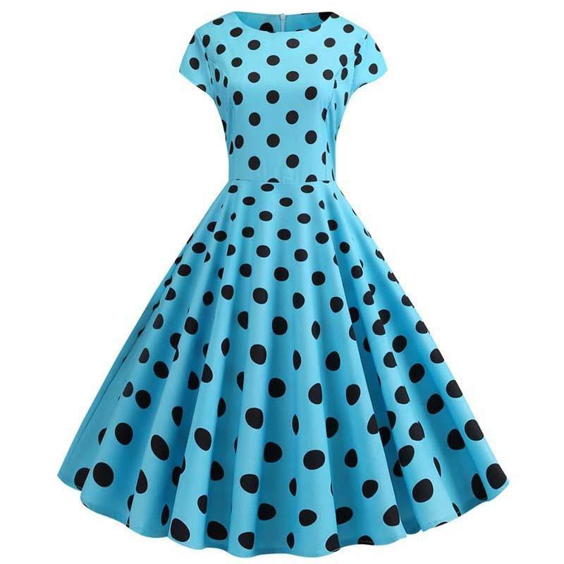 Short Sleeve Polka Dot Summer Dress Women White Elegant A-line Midi Party Dress