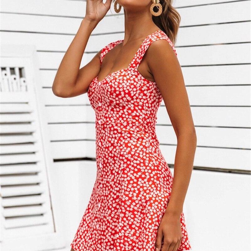 Floral elastic  mini dress korean fashion