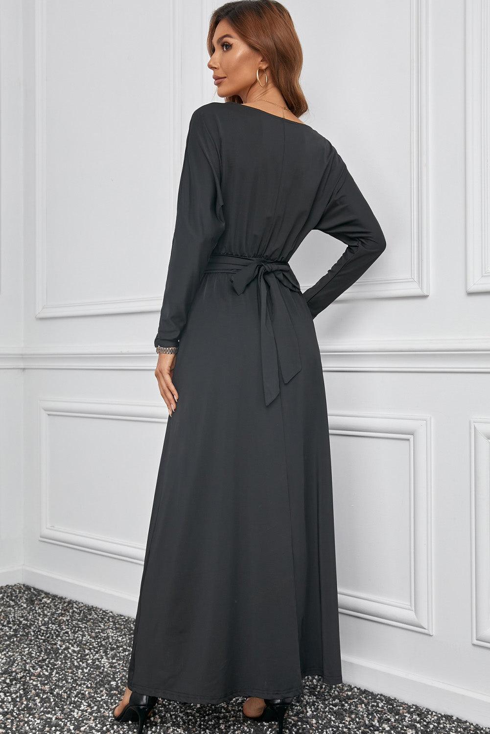 V Neck Batwing Sleeve Maxi Dress