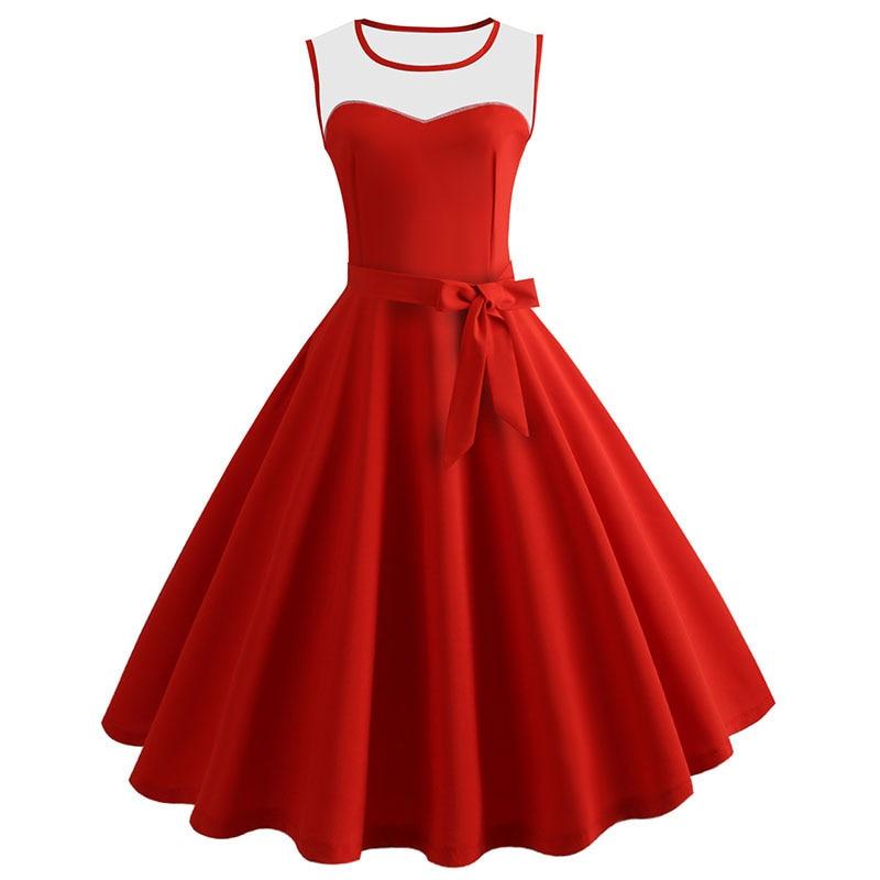 Lace Patchwork Summer Dress Women  Red Prom Party Dress