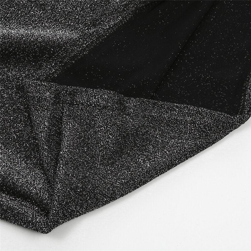 Women Ladies Fashion  Summer Evening Party Dress Sleeveless Deep V-Neck Skinny High Waist Solid Sequined Mini Dress