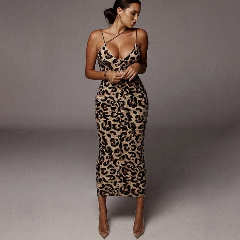 hirigin  Women's Leopard Snake Print Dress Fashion Ladies Long Maxi Dress Party Bodycon Occasion Dresses Evening Sundress