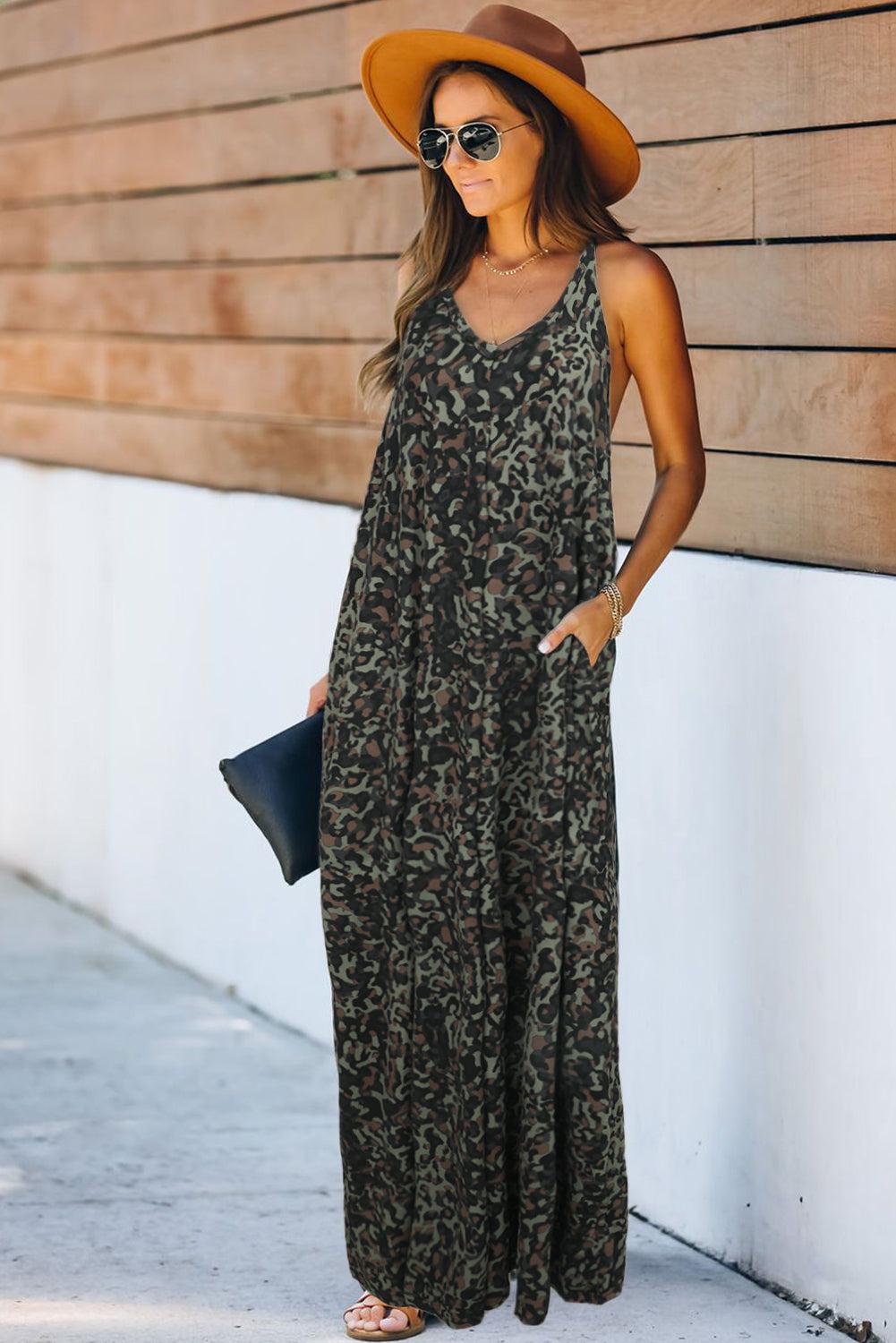 Sleeveless Cut-out Pocketed Maxi Dress