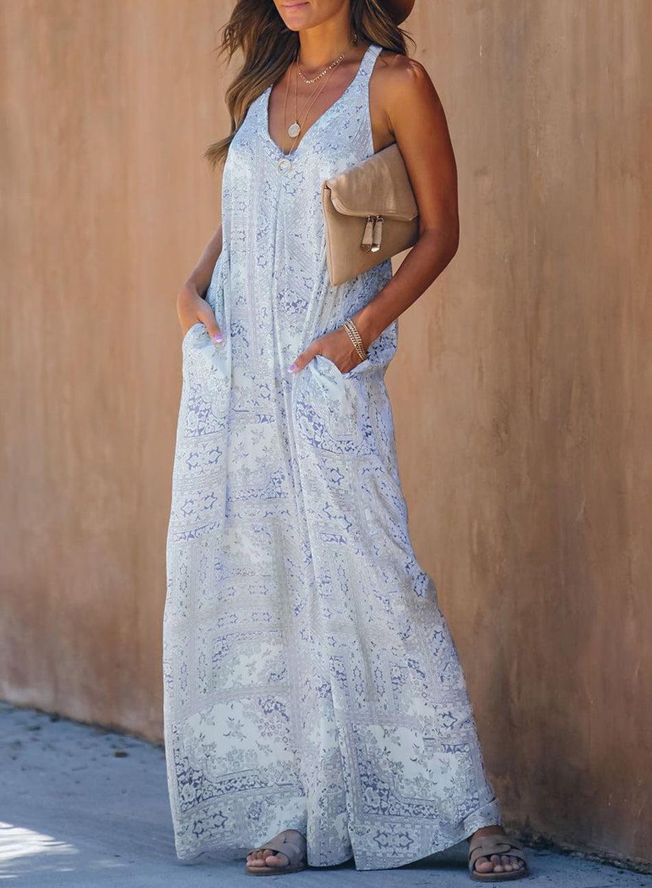 Sleeveless Cut-out Pocketed Maxi Dress