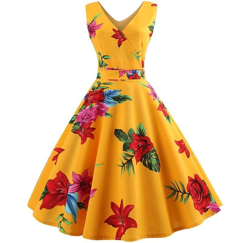 Floral Print Elegant Vintage Pin up Dress