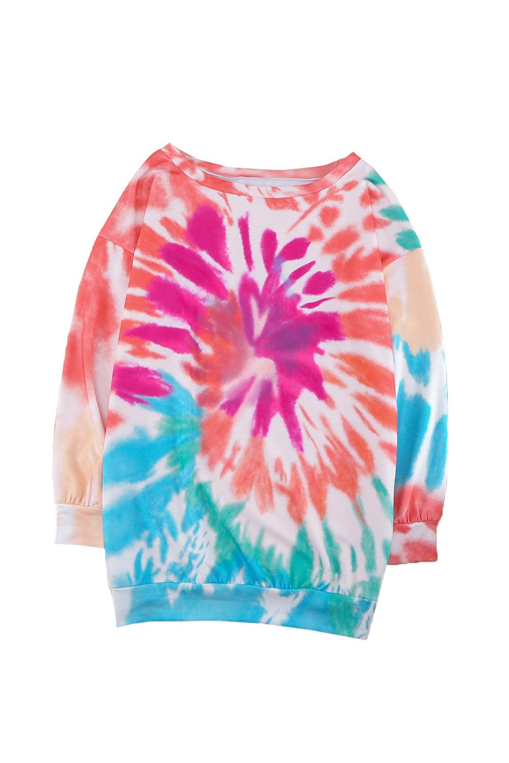 Tie-dyed Print Pullover Sweatshirt Dress