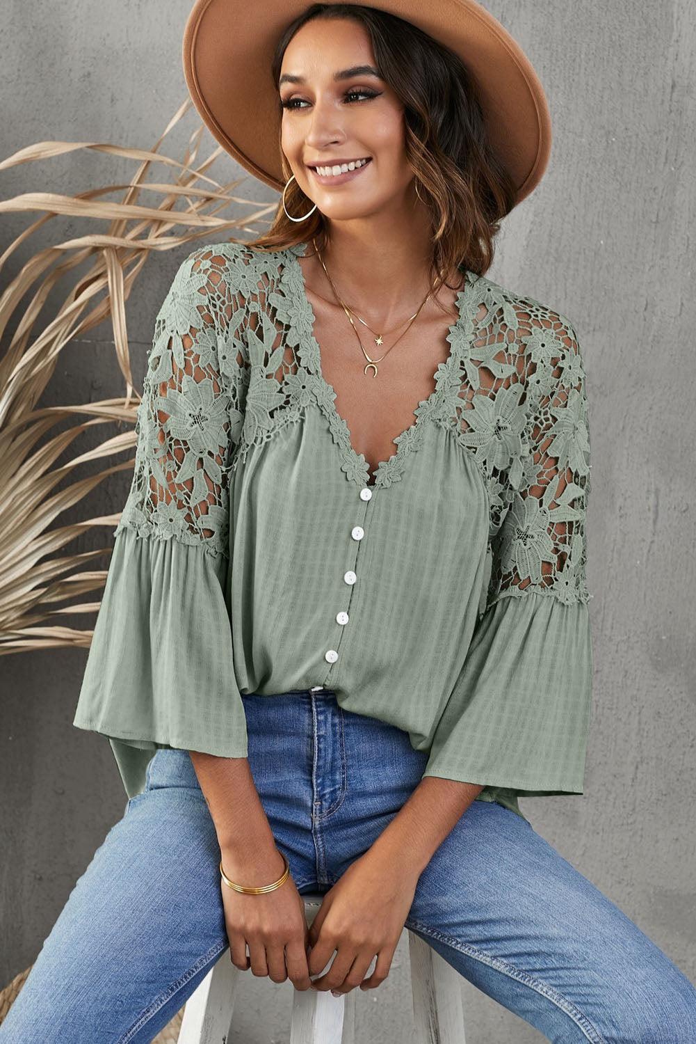 Crochet Lace Button Top