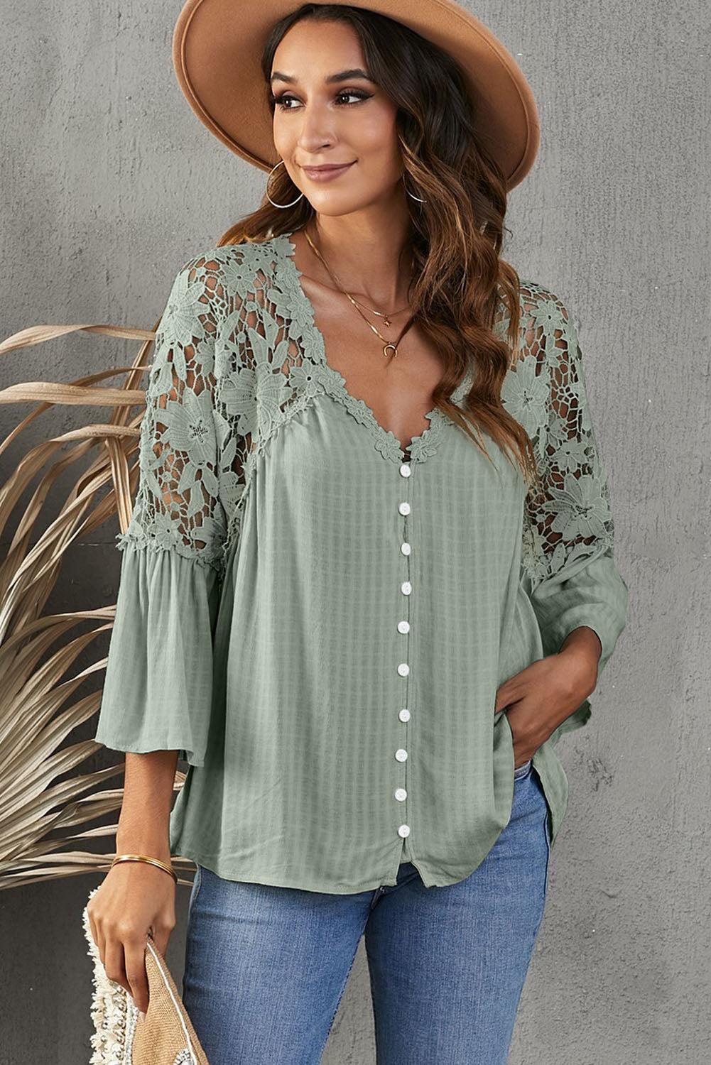 Crochet Lace Button Top