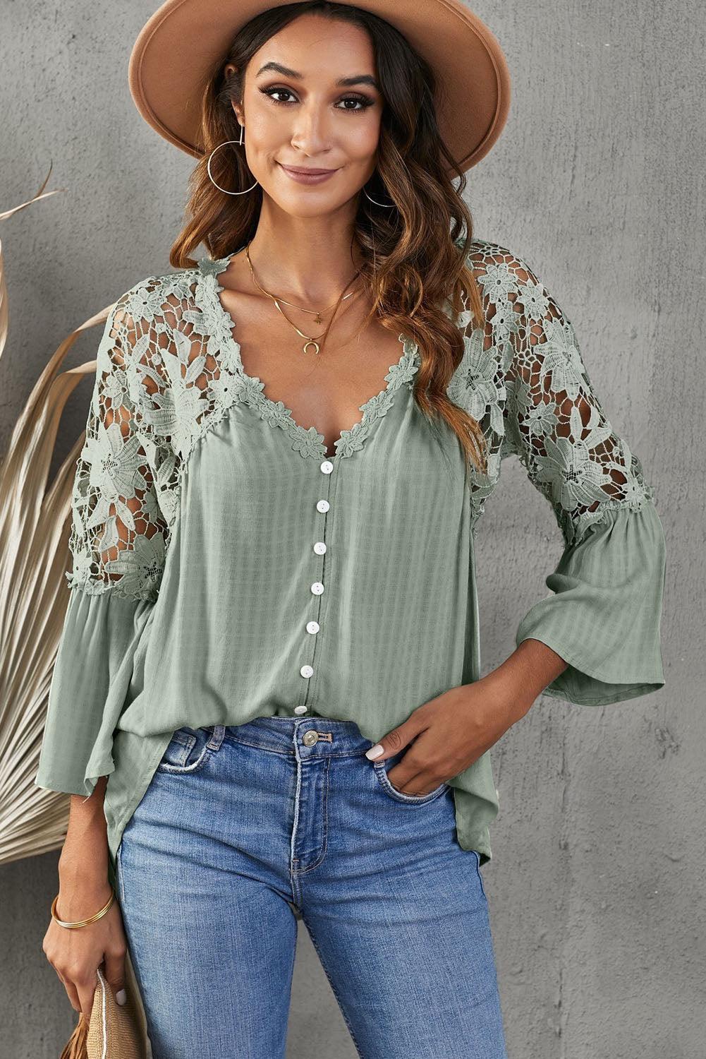 Crochet Lace Button Top
