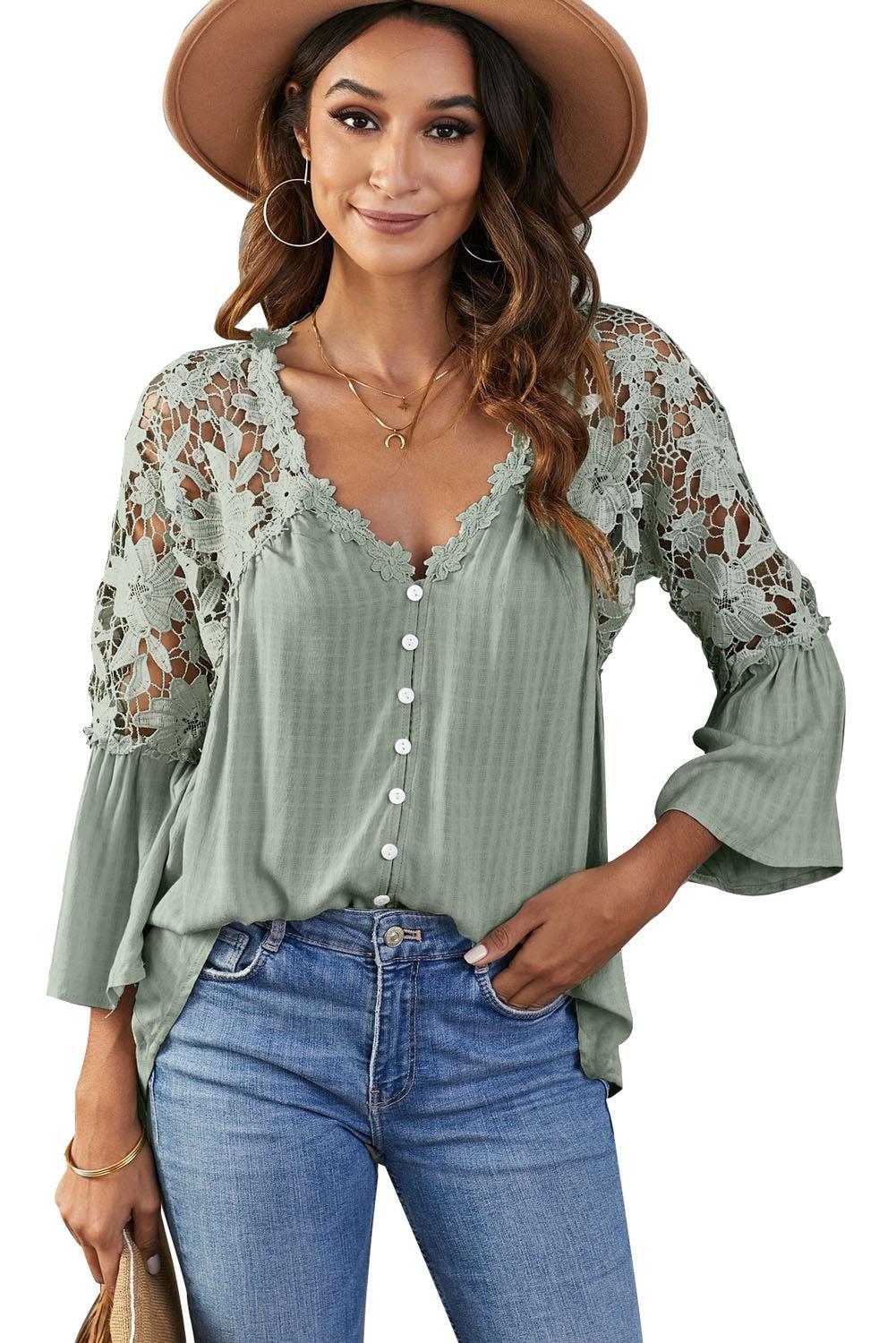 Crochet Lace Button Top