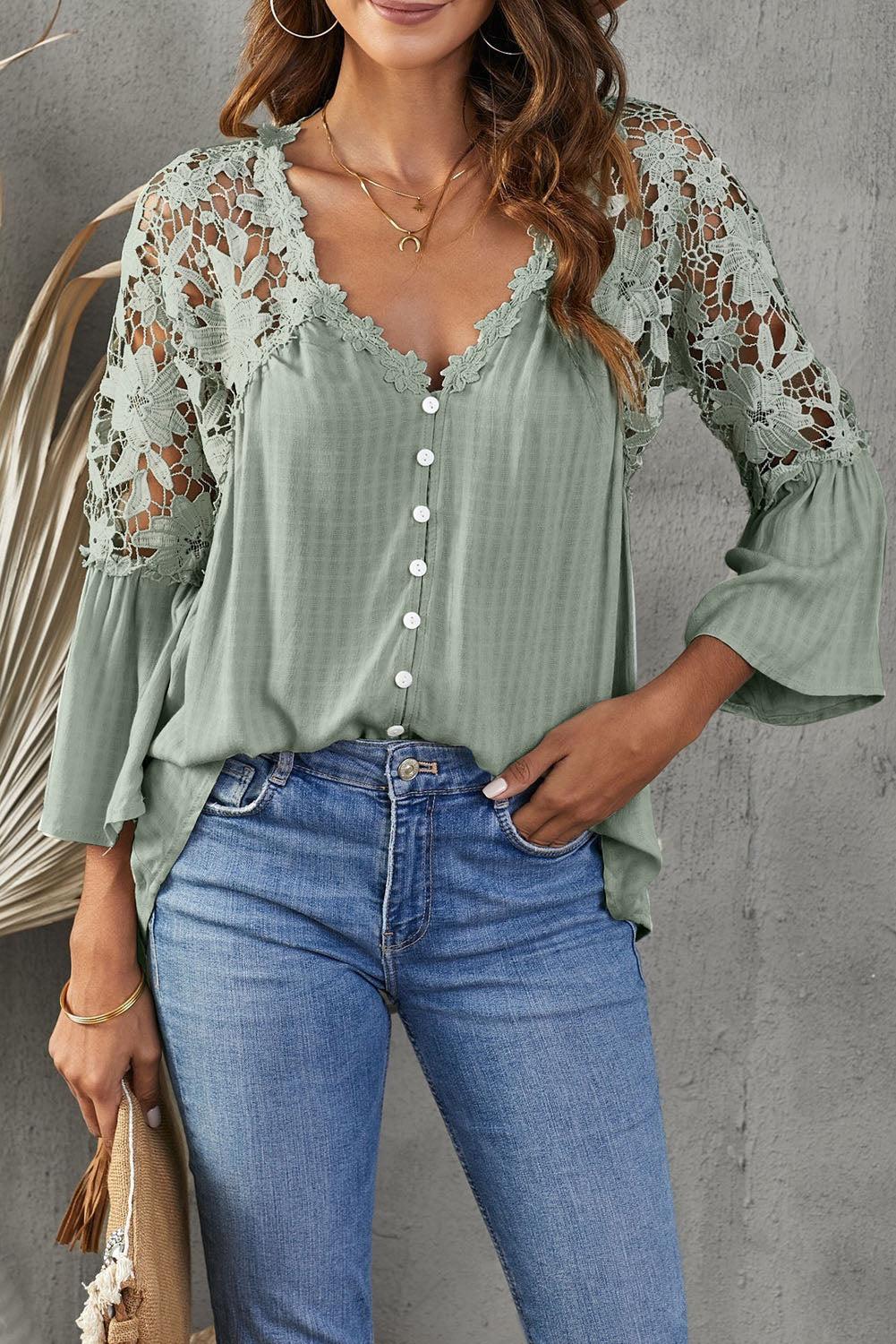 Crochet Lace Button Top