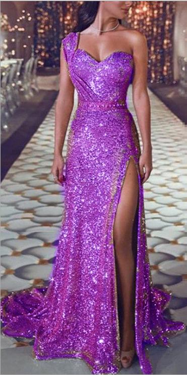 Newest Style Women Wedding Formal Gold Solid Sequin Gown Mermaid Party Ball Evening Long Dress