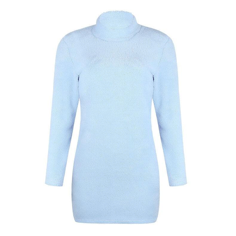 Winter Plush Warm Sweater Dress Women Long Sleeve Turtleneck Dresses Party Bodycon Mini Dress Bandage Knitted Vestidos Female