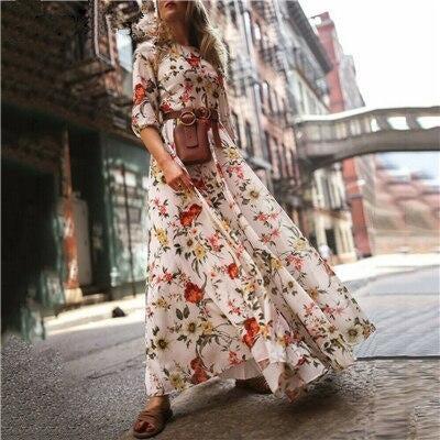 Floral Maxi Dress Fresh Long Sleeve Party Dress